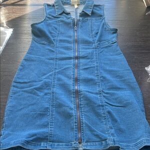 Hudson Jeans Blue Sleeveless Zip-Front Denim Dress